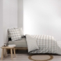 Parure de lit 240 x 220 cm 100% coton Victoire Naturel + drap housse 140 x 190 cm Blanc