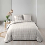 Parure de lit 240 x 220 cm 100% coton Victoire Naturel + drap housse 140 x 190 cm Blanc