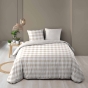 Parure de lit 240 x 220 cm 100% coton Victoire Naturel + drap housse 140 x 190 cm Sable