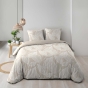 Housse de couette 260 x 240 cm coton 57 fils imprimé feuillage AMANDA Naturel + 2 taies