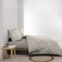 Housse de couette 260 x 240 cm coton 57 fils imprimé feuillage AMANDA Naturel + 2 taies