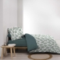 Parure de Lit 240 x 220 cm AQUALIS – Coton 42 Fils Imprimé Feuillage + 2 Taies