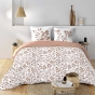 Housse de couette 240 x 220 cm coton 57 fils MAIWEN Mocha + 2 taies – Motif végétal
