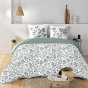 Housse de couette 240 x 220 coton naturel 57 fils MAIWEN Sauge + 2 taies