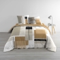 Parure de lit 3 pièces 240 x 220 cm QUADRO Miel – Imprimé géométrique
