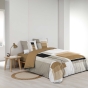 Parure de lit 3 pièces 240 x 220 cm QUADRO Miel – Imprimé géométrique