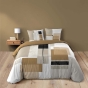 Parure de lit 3 pièces 240 x 220 cm QUADRO Miel – Imprimé géométrique