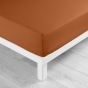 Drap housse 2 personnes 140 x 190 cm 100% coton 57 fils LINA Caramel – Bonnet 30 cm