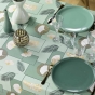 Nappe rectangle 145 x 240 cm – Polyester imprimé métallisé NATANE Sauge