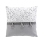 Coussin dehous. compr. pompon 50x50 cm coton/polyester imp.+dentelle Flavie