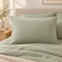 Taie d’oreiller volant plat 50 x 70 cm 100% coton Percale unie PERRINE Sauge