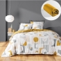 Parure de Lit Geomelo 240 x 220 cm + Drap-Housse 140x190 cm Jaune