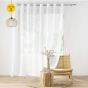 Lot de 2 voilages grande largeur à œillets 300 x 240 cm - Effet lin tissé Haltona Blanc