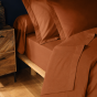 Drap housse 1 personne 90 x 190 cm 100% coton 57 fils LINA Caramel – Bonnet 30 cm