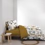Parure de Lit Geomelo 240 x 220 cm + Drap-Housse 140x190 cm Jaune