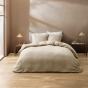 Housse de couette 240 x 220 cm - Coton relief uni CLARA - Texture structurée - 2 taies 63 x 63 cm - Naturel