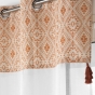 Voilage a oeillets 140 x 240 cm voile sablé + pompons Samira Terracotta