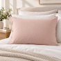 Taie d’oreiller volant plat 50 x 70 cm 100% coton percale 120 fils/cm² PERRINE Blush