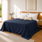 Drap Plat 240 x 300 cm Bleu velours Satin de Coton Peigné 120 Fils/cm² - Qualité Hôtelière Premium