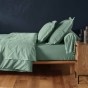 Drap housse 1 personne 90 x 190 cm uni 57 fils lina Sauge