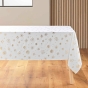 Nappe rectangle 140 x 240 cm microfibre imprimee metallisee astrelia Blanc/or