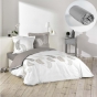 Pack parure de couette 260x240 cm Goyave + drap housse 160x200x30 Gris