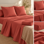 Ensemble literie 4 pièces – Drap plat 240 x 300 cm + drap housse 140x190 cm + 2 taies 63x63 cm – Percale 78 fils – Terracotta