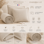 Parure Drap Housse 140 x 190 cm + 2 Taies 60x60 cm 100% Lin Français - Sable