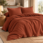 Parure de lit 240 x 220 cm + 2 taies 50 x 70 cm double gaze de coton GAÏA Terracotta