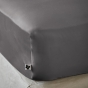 Drap housse King Size 180 x 200 cm en satin de bambou – Salomé Anthracite – Bonnet 30 cm