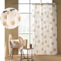 Rideau a oeillets 140 x 240 cm polycoton imprime metallise lotus Ocre