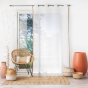 Voilage a oeillets 140 x 240 cm voile sablé +jute Sarah Blanc