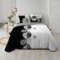 Housse de Couette 260 x 240 cm + 2 Taies – 100 % Coton 57 Fils – Stormi Noir & Blanc