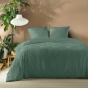 Housse de couette 240 x 220 cm microfibre unie tuftée HELTIE + 2 taies Cèdre