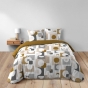 Parure 3 p. 240 x 220 cm polycoton 52 fils Geomelo Ocre