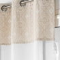 Voilage a oeillets 140 x 240 cm voile sablé + haut pompons Samira Blanc