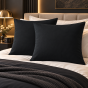 Lot de 2 taies d’oreiller Duo Protect 63 x 63 cm Coton 57 fils/cm² Imperméables Noir