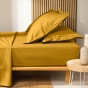 Lot de 2 draps housse King size 180 x 200 cm en coton bio Biolina Jaune