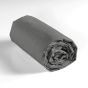 Drap housse 2 personnes 180 x 200 cm uni 57 fils lina Anthracite