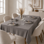 Nappe rectangle 150 x 250 cm + 6 serviettes de table – Double gaze de coton GAÏA Granit