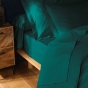 Drap housse 2 personnes 180 x 200 cm uni 57 fils lina Emeraude