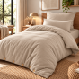 Pack housse de couette 140 x 200 cm + drap housse 90 x 190 cm flanelle Sable