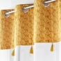 Voilage grande hauteur 140 x 280 cm voile sablé + haut velours Evie Ocre