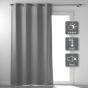Lot de 2 Rideaux a oeillets 135 x 260 cm 100% occultant thermique uni occultissime Gris