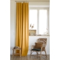 Lot de 2 rideaux ajustables en LIN Soline avec 8 anneaux pince 140 x 270 cm Jaune