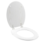 Abattant wc charnieres metal 37.5 x 46 cm mdf effet bois strata Blanc