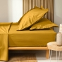Drap housse 1 personne 90 x 190 cm coton bio 57 fils biolina Ocre