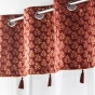 Voilage a oeillets 140 x 240 cm voile sablé + haut velours Evie Bordeaux