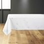 Nappe rectangle 150 x 240 cm polyester imprime metallise sapin Blanc/argent