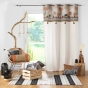 Rideau a oeillets 140 x 240 cm en coton + haut impirmé Keya lodge Taupe
